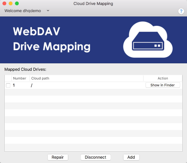 DriveHQ Cloud Drive Mapping Tool for Mac screenshot
