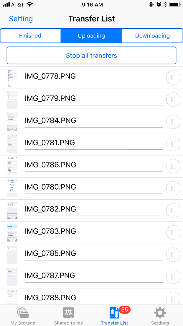 DriveHQ FileManager for iPhone screenshot - accessing folders shared to you with access control