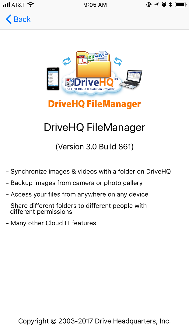 DriveHQ FileManager for iPhone screenshot - Enter the passcode to access the app.